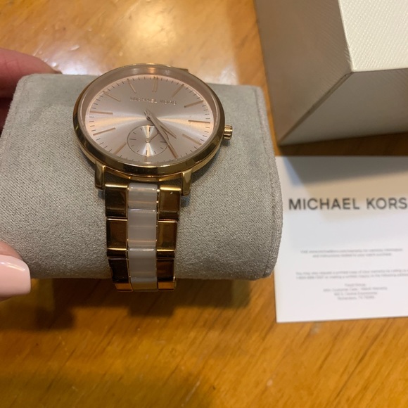 Michael Kors womens Jaryn Rose Gold- Tone and Acetate watch